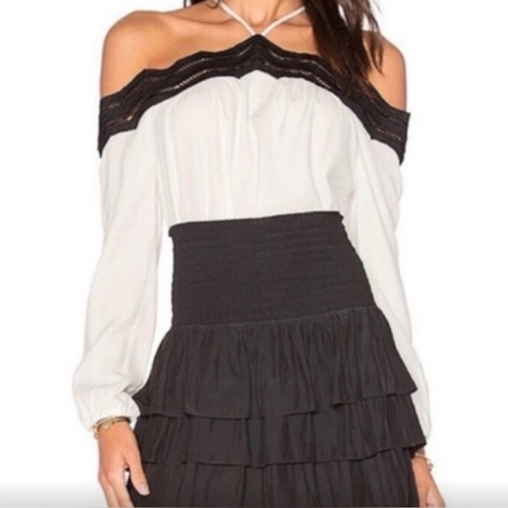 Ramy Brook Sandy Off The Shoulder Lace Trim Flowy Blouse *Stain* - Picture 3 of 12